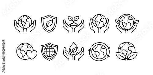Environment, sustainability line icon set. Eco-friendly, green living line icons collection