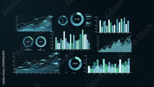Comprehensive Digital Data Visualization Dashboard with Interactive Charts and Graphs for Business Analytics and Financial Reporting