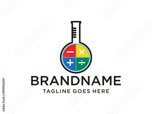 Mathematic lab symbol design, vector illustration, isolated on transparent background