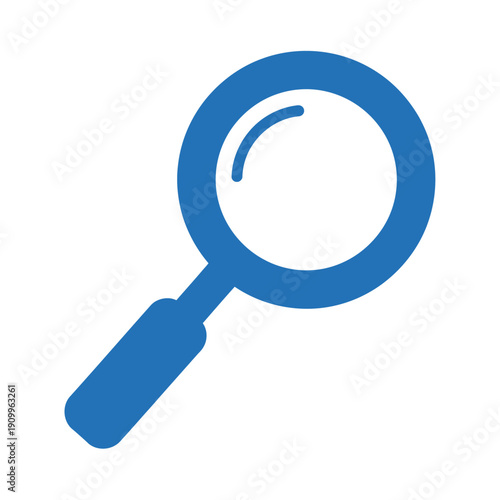 Blue magnifying glass icon for search and investigation concept.