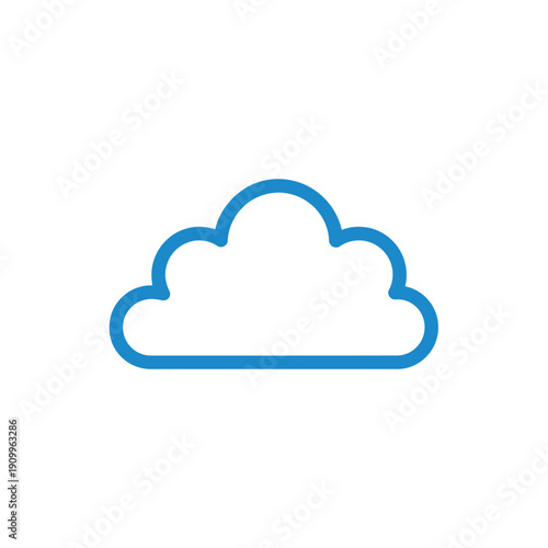 Simple blue cloud icon representing weather and climate concepts on white background.