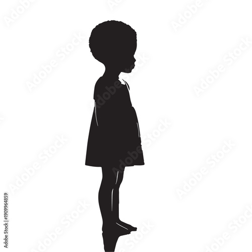 Black Child missing parent Silhouette Vector, High Quality Illustration on White Background