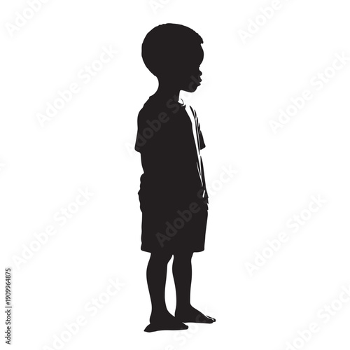 Black Child missing parent Silhouette Vector, High Quality Illustration on White Background