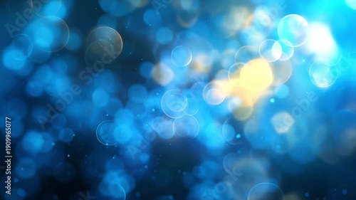 Abstract blue bokeh background with floating particles for digital design