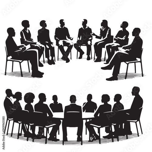 Black Community meeting Silhouette Vector, High Quality Illustration on White Background