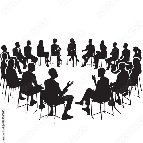 Black Community meeting Silhouette Vector, High Quality Illustration on White Background