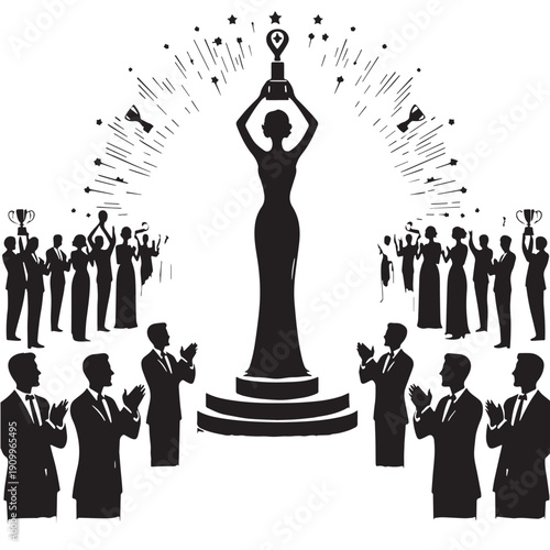 Black Award ceremony Silhouette Vector, High Quality Illustration on White Background