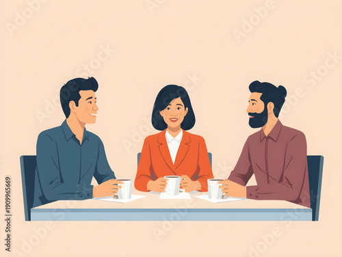 Team having a coffee break during a business meeting