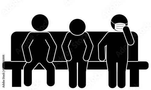 病院の待合室で待つ人のピクトグラム