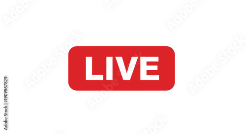Red Live Button Icon for Streaming and Broadcasting.