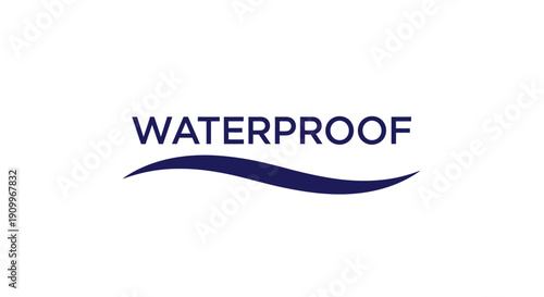 Waterproof text with wave symbol.