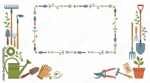 Gardening tools and plant care illustration. Spring Vector Packs. EPS Editable