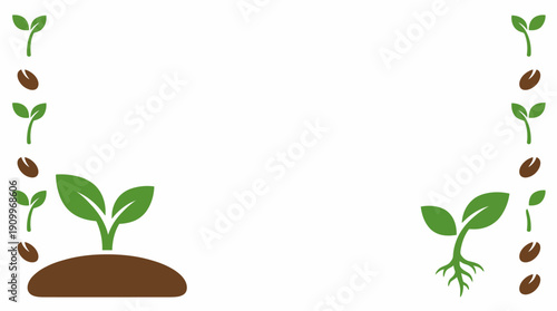 Green plants and seeds growing naturally. Spring Vector Packs. EPS Editable