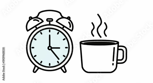 Alarm Clock and Coffee Morning Routine Illustration