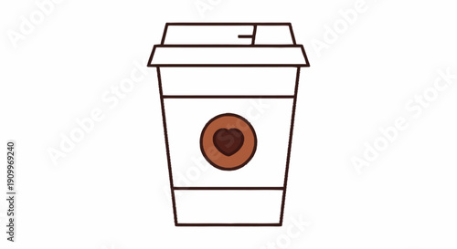 Cute Coffee Cup with Heart Logo - Minimalist Design for Beverages