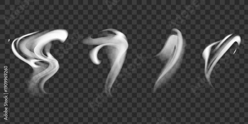 Swirling Whisps: Intricate formations of ethereal smoke dance gracefully against a dark backdrop, creating an artistic display of abstract beauty.