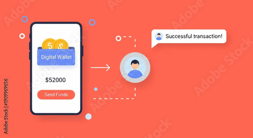 Digital Wallet Transaction Interface with Successful Fund Transfer Message