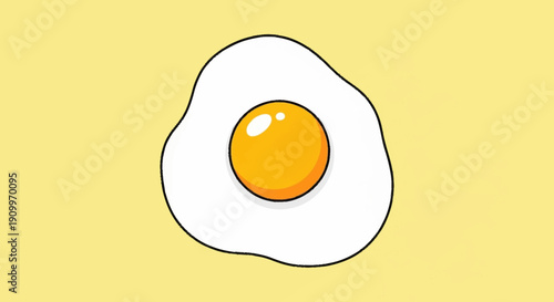 Illustration of a Fried Egg - Delicious Breakfast Food on a Yellow Background
