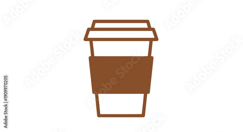 Minimalist Coffee Cup: Brown Outline Icon on White Background