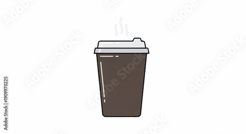 Minimalist Coffee Cup Illustration with Steam on White Background