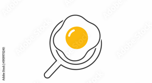 Minimalist Fried Egg Icon in Pan - Breakfast Food Graphic
