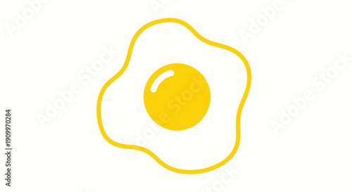 Minimalist Sunny Side Up Egg Illustration with Bright Yellow Yolk