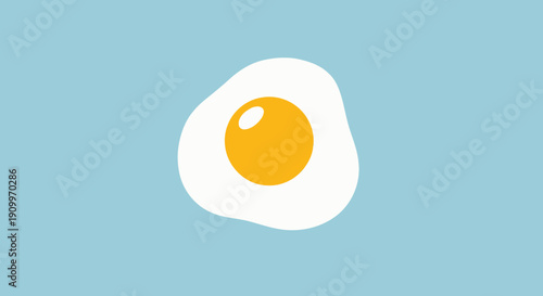 Minimalist Sunny Side Up Egg on Light Blue Background