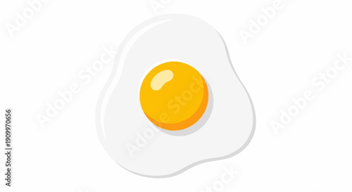 Sunny Side Up Fried Egg Food Graphic on White Background