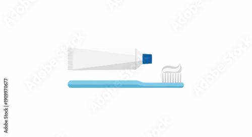 Toothbrush with Toothpaste Squeezed on Top for Oral Hygiene