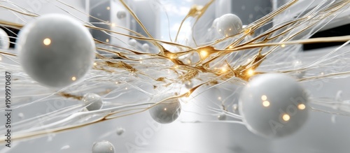 Wallpaper Mural Sleek White Backdrop with Intricate Lines and Glowing Elements Torontodigital.ca