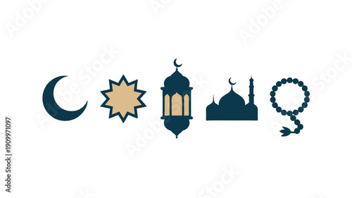 Islamic symbol set illustration.