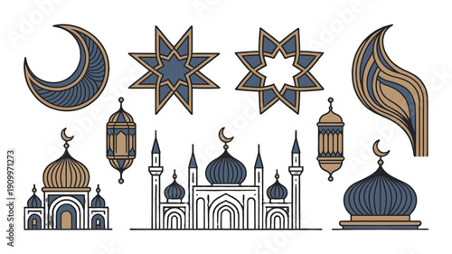 Islamic graphic elements, perfect for design and decoration.