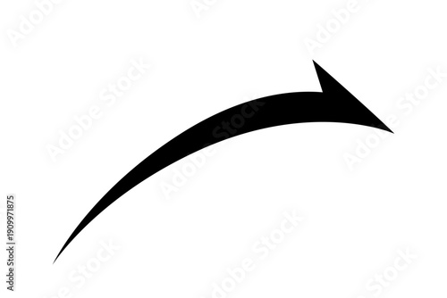 成長や前進を表す右上方向の黒色曲線矢印 シンプルで汎用的なビジネス用方向アイコン