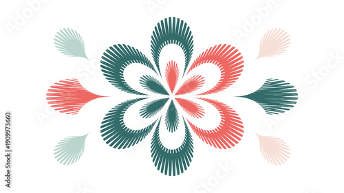 A vibrant floral vector graphic with a modern design and colorful petals on a white background