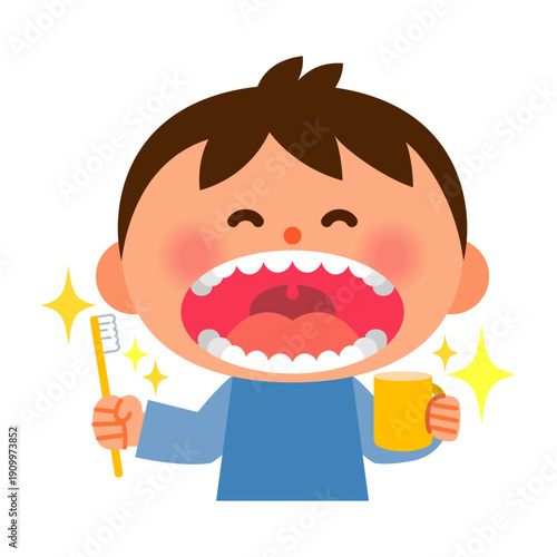 歯磨き上手なきれいな歯の子供