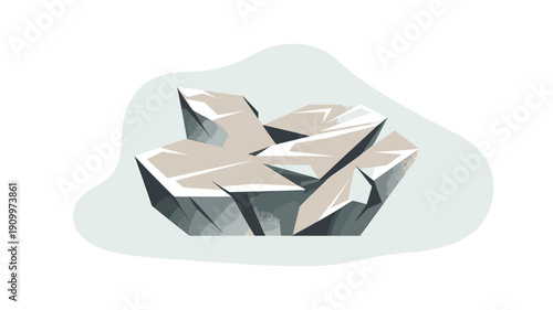 A minimalist vector illustration of a broken crystal or shattered glass on a light gray background