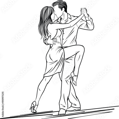 Elegant Dancing Couple in Passionate Pose