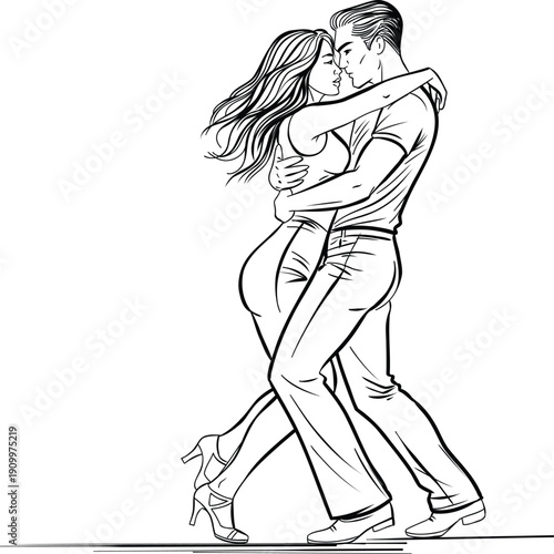 Romantic Dancing Couple in Close Embrace