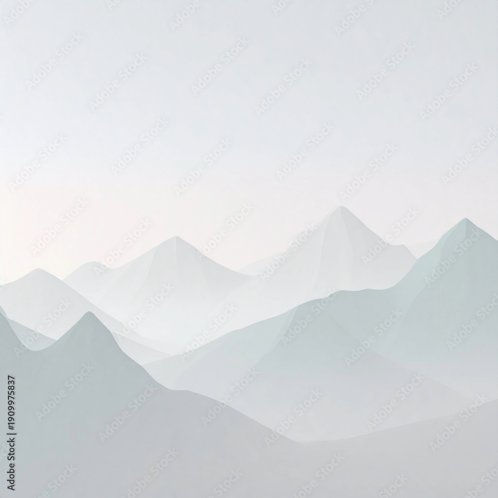 Fototapeta premium Minimal Misty Mountain Landscape Background in Soft Pastel Tones