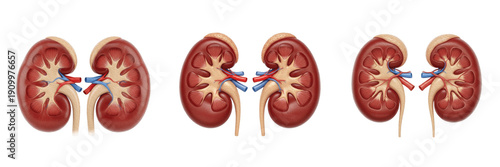 Foto Human kidneys isolated on white background, renal anatomy, nephron, left kidney,