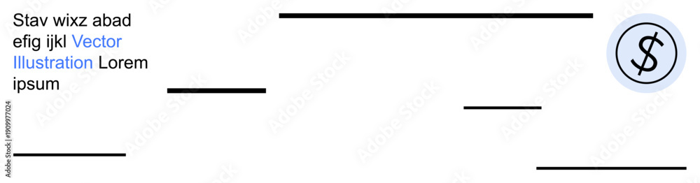 Obraz premium Financial services, currency exchange, money management, economic concepts, marketing materials, corporate design. Dollar currency symbol inside a circle with horizontal accents and text. Financial