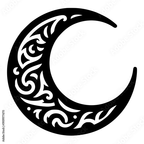 Ethnic crescent moon silhouette