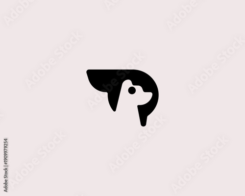 A dog in negative space vector logo. Creative wing sign. Universal care delivery symbol logotype