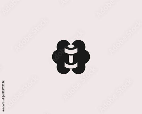 Brain and dumbbell logo icon. Minimalist smart fitness sign for mental health and bodybuilding. Vector brain training symbol for gym, education, and biohacking branding.