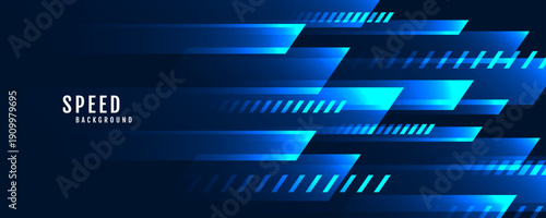 Techno abstract background on dark space with glowing blue lines decoration. High speed with stripes style. Modern graphic design element moving concept for web banner, flyer, card, or brochure cover