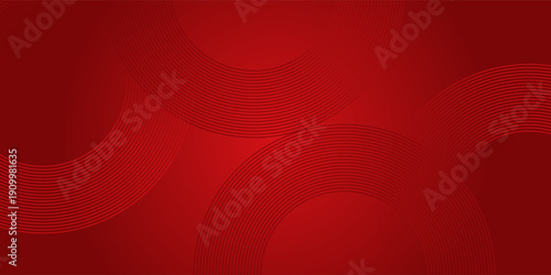 Abstract red background with glowing curve lines. Modern shiny red gradient geometric circle lines pattern. Futuristic concept. Suit for banner, brochure, poster, presentation, cover, website