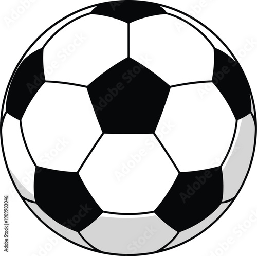 Classic black and white soccer ball vector illustration isolated on white background for sports competition football game and athletic design,