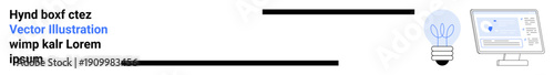 Innovation, technology, creative solutions, business development, digital proficiency, online tools. Light bulb and desktop screen concepts. Innovation and technology visually