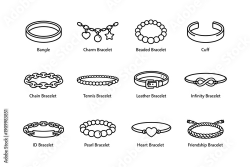 Variety of bracelet styles: charm, beaded, leather, infinity, pearl, and more