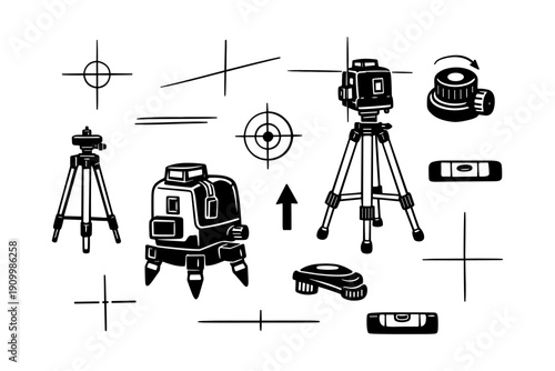 Laser level equipment and precision tools for construction and surveying